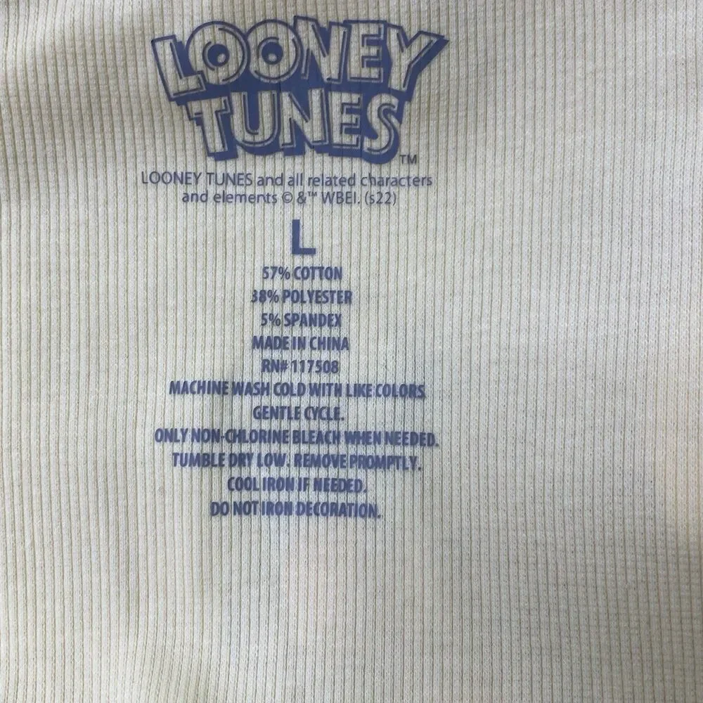 Looney Tunes Tweety Bird Yellow Ribbed Knit Tank Mini Dress Size Large NEW - Picture 5 of 5